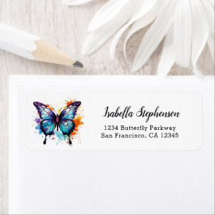 Colorful Watercolor Butterfly Return Address