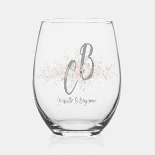 Colorful Watercolor Floral birds Hummingbird Harmo Stemless Wine Glass