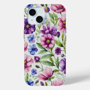 Colorful Watercolor Floral  iPhone 15 Case
