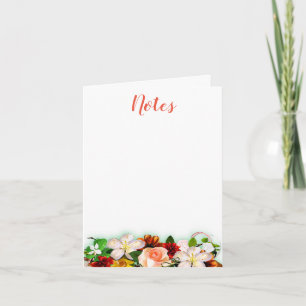 Colorful Watercolor Floral Handwritten Script Chic Note Card