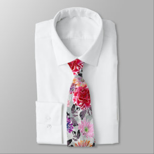 Colorful watercolor floral pattern. neck tie