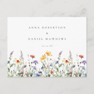Colorful Watercolor Floral Wedding RSVP Postcard