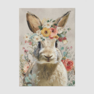 Colorful watercolor Flowers and Easter Bunny Tissue Paper