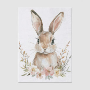 Colorful watercolor Flowers and Easter Bunny Tissue Paper