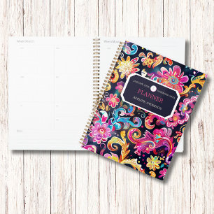 Colorful Watercolor Flowers Business Logo Monogram Planner