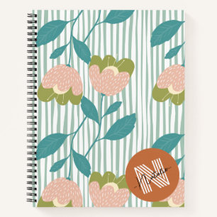 Colorful watercolor Flowers Girly style monogram Notebook