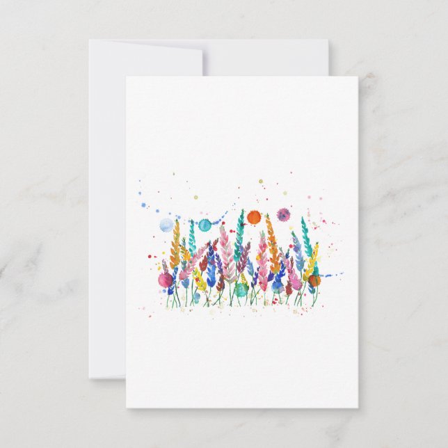Colorful Watercolor Flowers Invitation (Front)