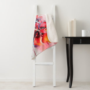 Colorful Watercolor Flowers Vibrant Art Sherpa Blanket
