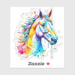 Colorful watercolor horse head design 