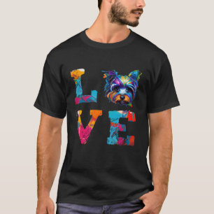 Colorful Watercolor Paint Yorkshire Terrier Love D T-Shirt