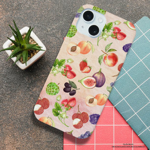 Colorful watercolor painting fruits Kraft paper iPhone 15 Case