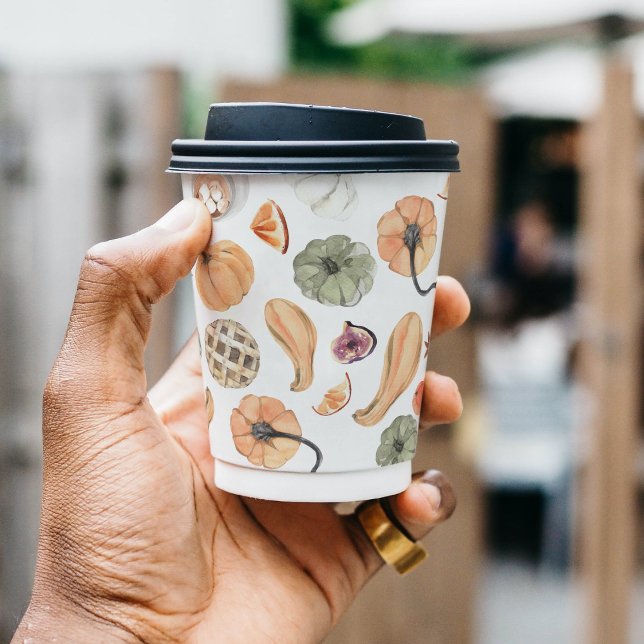 Colorful Watercolor Pumpkin Pattern | Autumn Vibes Paper Cups (Creator Uploaded)