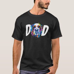 Colorful Watercolor Saint Bernard Dog Dad Dog T-Shirt