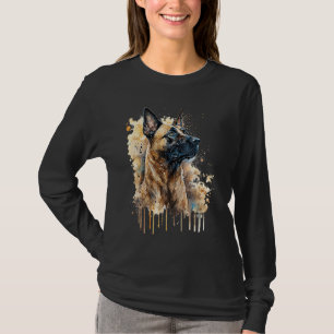 Colorful watercolor splash Belgian Malinois T-Shirt