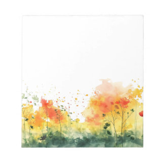 Colorful Watercolor Spring Blooms Floral Notepad