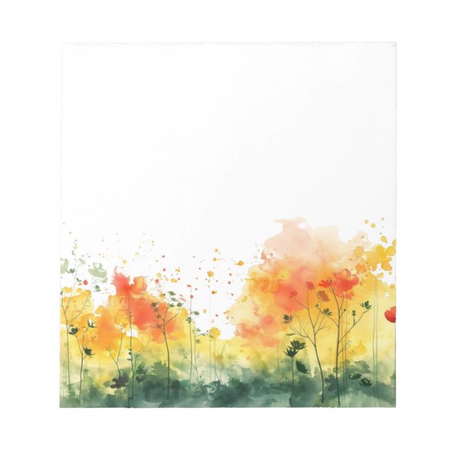 Colorful Watercolor Spring Blooms Floral Notepad (Front)