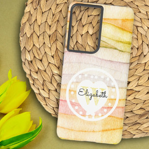 Colorful Watercolor Waves Monogram White Heart  Samsung Galaxy Case