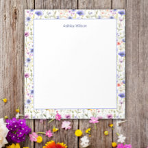 Colorful Watercolor Wildflower Floral Notepad