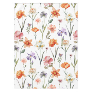 Colorful Watercolor Wildflower Floral Pattern Tablecloth
