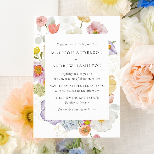 Colorful Watercolor Wildflower Wedding Invitation (Creator Uploaded)