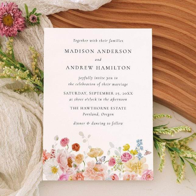 Colorful Watercolor Wildflower Wedding Invitation (Creator Uploaded)