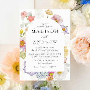 Colorful Watercolor Wildflower Wedding Invitation
