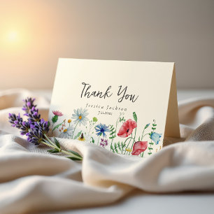 Colorful Watercolor Wildflowers Bridal Shower Thank You Card