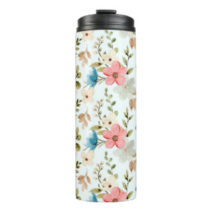 Colorful Watercolor Wildflowers Pattern Thermal Tumbler