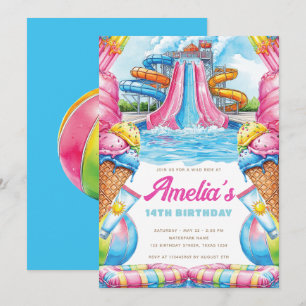 Colorful Waterpark Birthday Invitation