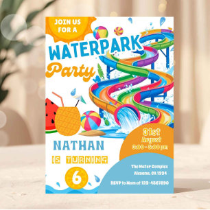 Colorful Waterpark Birthday Invitation
