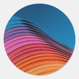 Colorful Wave Classic Round Sticker