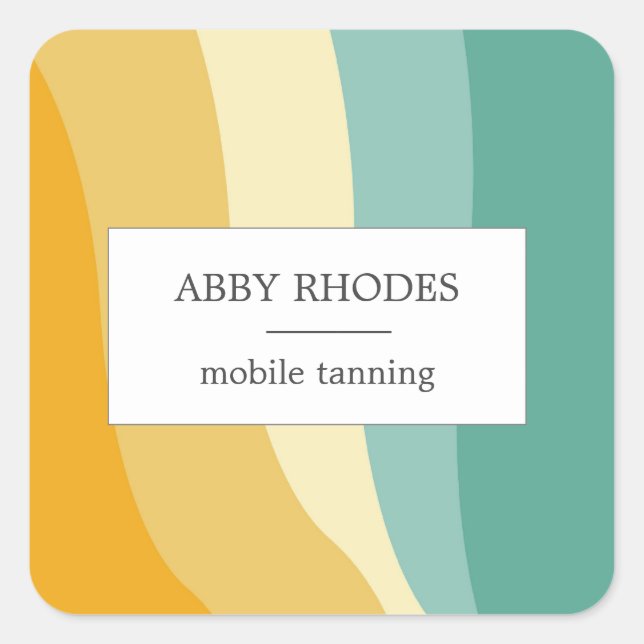Colorful wave lines personalized square sticker (Front)