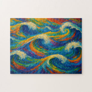 Colorful Waves Texture Painting Jigsaw Puzzle