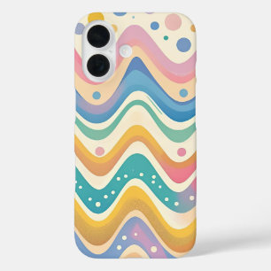 Colorful Wavy Chevron Zigzag iPhone 16 Case