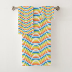 Colorful Wavy Lines Bath Towel Set