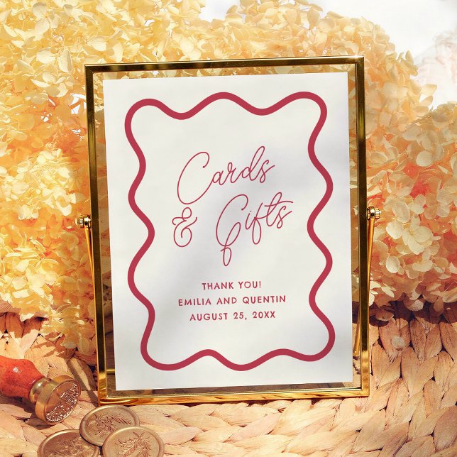 Colorful Wavy Retro Wedding Cards & Gifts Sign (Creator Uploaded)