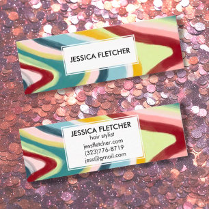 Colorful Wavy Stripes Minimalist Cool Mini Business Card