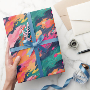 Colorful Wet Paint Pattern Wrapping Paper