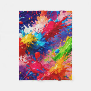Colorful Wet Paint Splash Design Fleece Blanket
