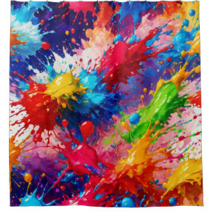 Colorful Wet Paint Splash Design Shower Curtain
