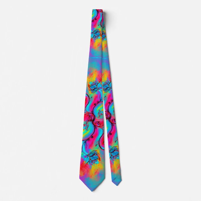 COLORFUL WHIMSICAL FLOWERS TIE (Front)