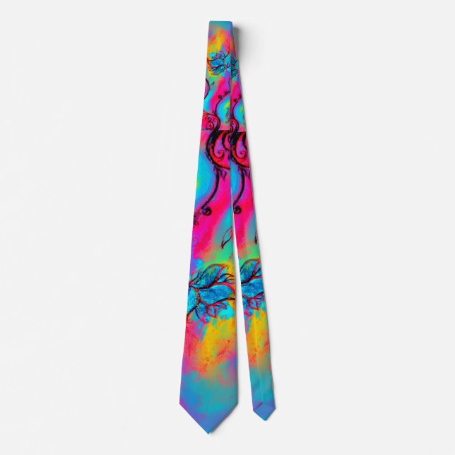 COLORFUL WHIMSICAL FLOWERS TIE (Front)