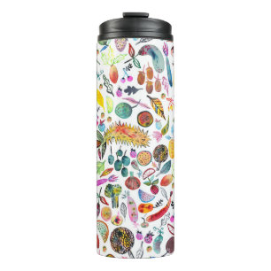 Colorful Whimsical Watercolor Fruits Veggies Thermal Tumbler