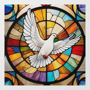 Colorful White Dove Stained Glass Bird