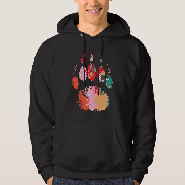 Colorful Wild Animal Paw Wilderness Wildlife Natur Hoodie (Front)