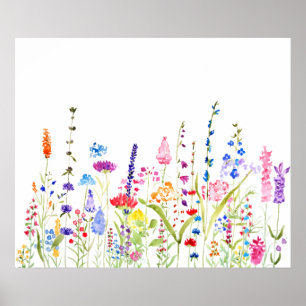 colorful wild flower field  poster