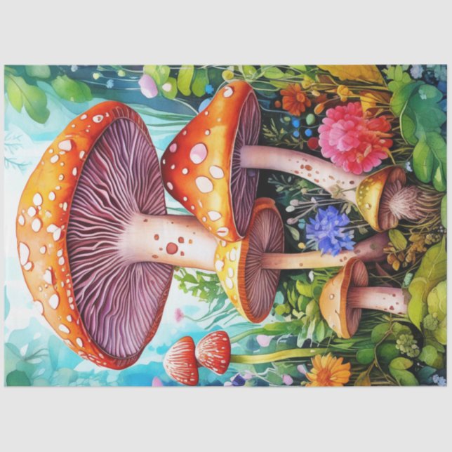 Colorful Wild MushroomsTissue Paper (Front)