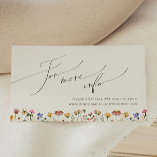 Colorful Wildflower Beige Wedding Website Enclosure Card