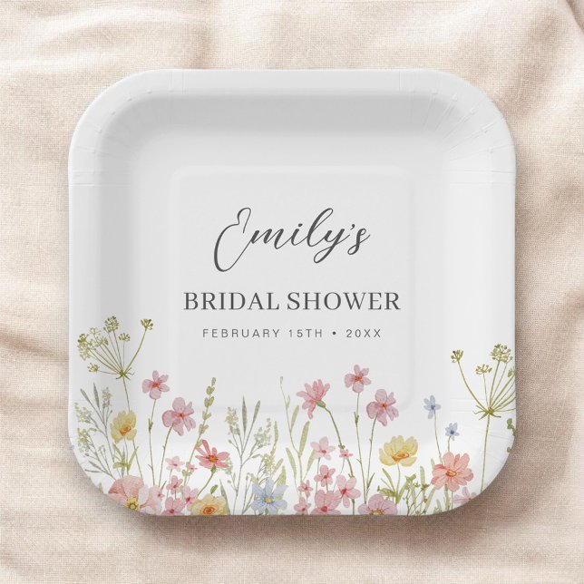 Colorful Wildflower Bridal Shower In Bloom Garden Paper Plate (Creator Uploaded)