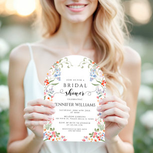 Colorful Wildflower Floral Boho Bridal Shower Arch Invitation